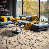 9x12 Ivory, Black, Color Hand Knotted Geometric 100% Wool Tribal Oriental Rug