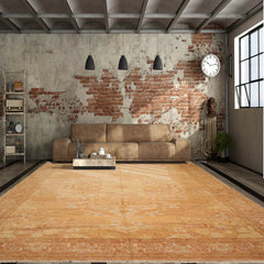 10x14 Pale Peach, Beige, Rust Color Hand Knotted All-Over 100% Wool Traditional Oriental Rug