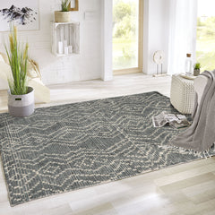 3x5 Celadon, Ivory, Color Hand Knotted Afghan Moroccan Wool Modern & Contemporary Oriental Rug