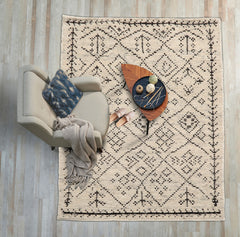 3x5 Ivory, Black, Color Hand Knotted Afghan Moroccan Wool Modern & Contemporary Oriental Rug