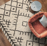 3x5 Ivory, Black, Color Hand Knotted Afghan Moroccan Wool Modern & Contemporary Oriental Rug