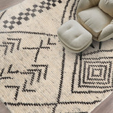 3x5 Ivory, Black, Color Hand Knotted Afghan Moroccan Wool Modern & Contemporary Oriental Rug