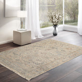 3x5 Beige, Slate, Tan Color Hand Knotted Distressed Quality Wool Traditional Oriental Rug