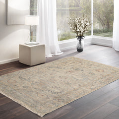 3x5 Beige, Slate, Tan Color Hand Knotted Distressed Quality Wool Traditional Oriental Rug