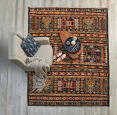 3x5 Charcoal, Ivory, Orange Color Hand Knotted Afghan Moroccan Wool Tribal Oriental Rug