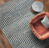 3x5 Blue, Ivory, Color Hand Knotted Afghan Moroccan Wool Modern Oriental Rug