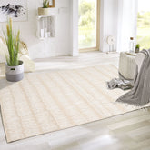 3x5 Beige, Ivory, Color Hand Woven Afghan Moroccan Wool Modern Oriental Rug