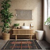 3x5 Charcoal, red, Orange Color Hand Knotted Afghan Moroccan Wool Tribal Oriental Rug