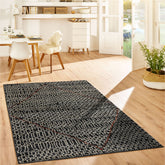 3x5 Charcoal, Ivory, Orange Color Hand Knotted Afghan Moroccan Wool Tribal Oriental Rug