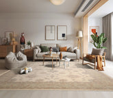 10x14 Ivory, Beige, Rust Color Hand Knotted Afghan Oushak Wool Traditional Oriental Rug