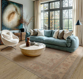 9x12 Beige, Peach, Rust Color Hand Knotted Afghan Oushak Wool Traditional Oriental Rug