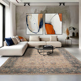 8x10 Beige, Tan, Rose Color Hand Knotted Distressed Wool Traditional Oriental Rug