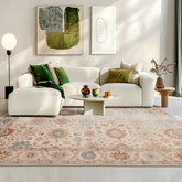 8x10 Beige, Rose, Gray Color Hand Knotted Distressed Wool Traditional Oriental Rug