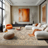 9x12 Brown, Slate, Peach Color Hand Knotted Afghan Oushak Wool Traditional Oriental Rug