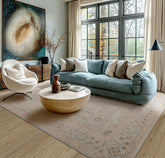 8x10 Mint, Beige, Gray Color Hand Knotted Afghan Oushak Wool Traditional Oriental Rug