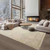 8x10 Mint, Beige, Gray Color Hand Knotted Afghan Oushak Wool Traditional Oriental Rug