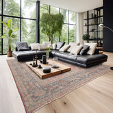 8x10 Coral, Beige, Gold Color Hand Knotted Distressed Wool Traditional Oriental Rug