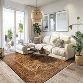 5x7 Hand Knotted Persian 100% Silk Pictorial Kum 200 KPSI Oriental Area Rug Tan,Brown Color