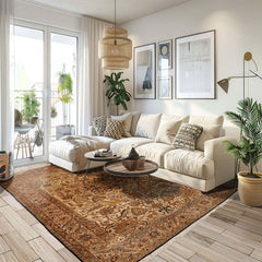 5x7 Hand Knotted Persian 100% Silk Pictorial Kum 200 KPSI Oriental Area Rug Tan,Brown Color