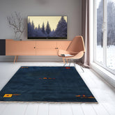 4x6 Hand Knotted 100% Wool Gabbeh Tribal Oriental Area Rug Teal, Yellow Color