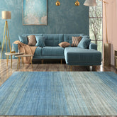Multi Size Gray, Blue Hand Knotted Persian 100% Wool Modern & Contemporary Oriental Area Rug