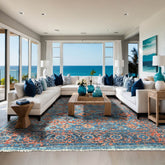 Multi Size Blue, Burnt Orange Hand Knotted Arts & Crafts 100% Wool Turkish Oushak Traditional Oriental Area Rug