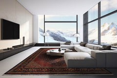 10x14 Navy, Rust, Peach Color Hand Knotted All-Over 100% Wool Traditional Oriental Rug