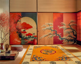 5x8 Gold Beige Fuschia Color Hand Tufted Medallion & Dragon New Zealand Wool  Oriental Rug