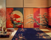 5x8 Navy Pink Green Color Hand Tufted Floral New Zealand Wool  Oriental Rug