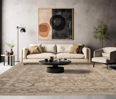 9x12 Brown, Beige, Gray Color Hand Knotted William Morris Wool Arts & Crafts/Mission Oriental Rug
