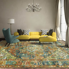 Multi Size Rust sage Blue Color Hand Knotted Turkish 100% Wool Traditional Oriental Rug