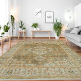 LoomBloom 8x10 Oriental Area Rug in Green Traditional Oushak Wool Hand Knotted