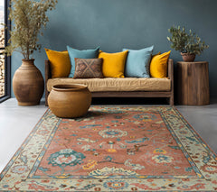 LoomBloom 8x10 Oriental Area Rug in Rust Arts & Crafts Oushak Wool Hand Knotted