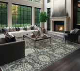 LoomBloom 8x10 Oriental Area Rug in Slate Transitional Oushak Wool Hand Knotted