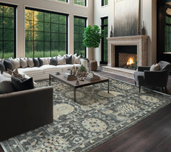 LoomBloom 8x10 Oriental Area Rug in Slate Transitional Oushak Wool Hand Knotted
