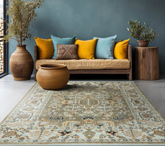 LoomBloom 8x10 Oriental Area Rug in Sage Traditional Oushak Wool Hand Knotted