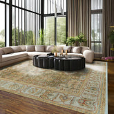 LoomBloom 8x10 Oriental Area Rug in Green Traditional Oushak Wool Hand Knotted