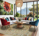 LoomBloom 8x10 Oriental Area Rug in Green Traditional Oushak Wool Hand Knotted