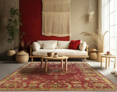 9x12 Raspberrry Sage Gold Color Hand Knotted Oushak Wool Traditional Oriental Rug