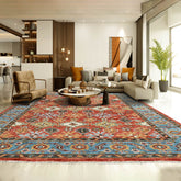 Multi Size Coral Blue Ivory Color Hand Knotted Arts & Crafts Oushak Wool Arts & Crafts/Mission Oriental Rug