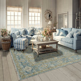 LoomBloom Aqua Traditional Oushak Wool Rug in Multi Sizes