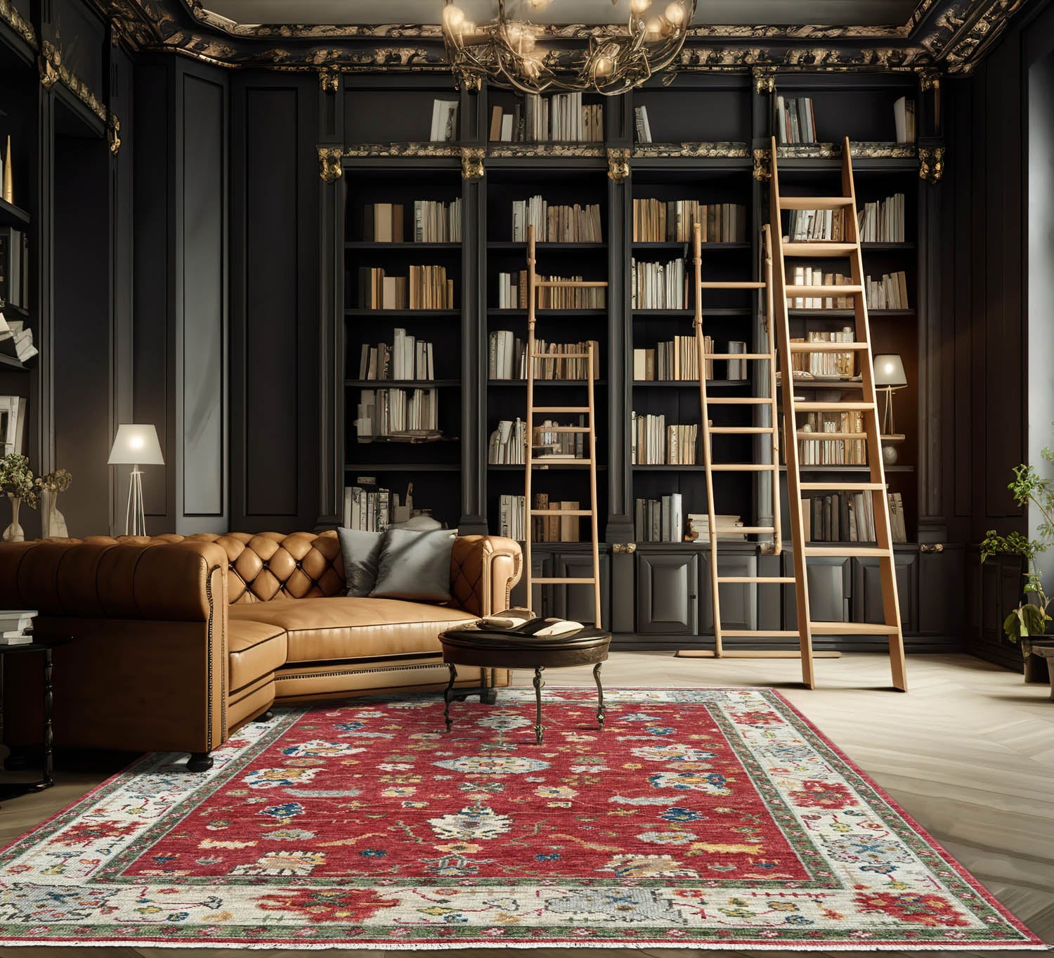 8x10 Coral, Beige, Green Color Hand Knotted Oushak Wool Arts & Crafts/Mission Oriental Rug