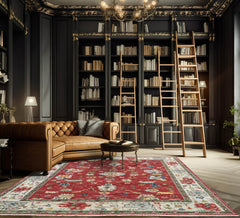 8x10 Coral, Beige, Green Color Hand Knotted Oushak Wool Arts & Crafts/Mission Oriental Rug