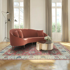 8x10 Antique Rose, Beige, Blue Color Hand Knotted Oushak Wool Arts & Crafts/Mission Oriental Rug