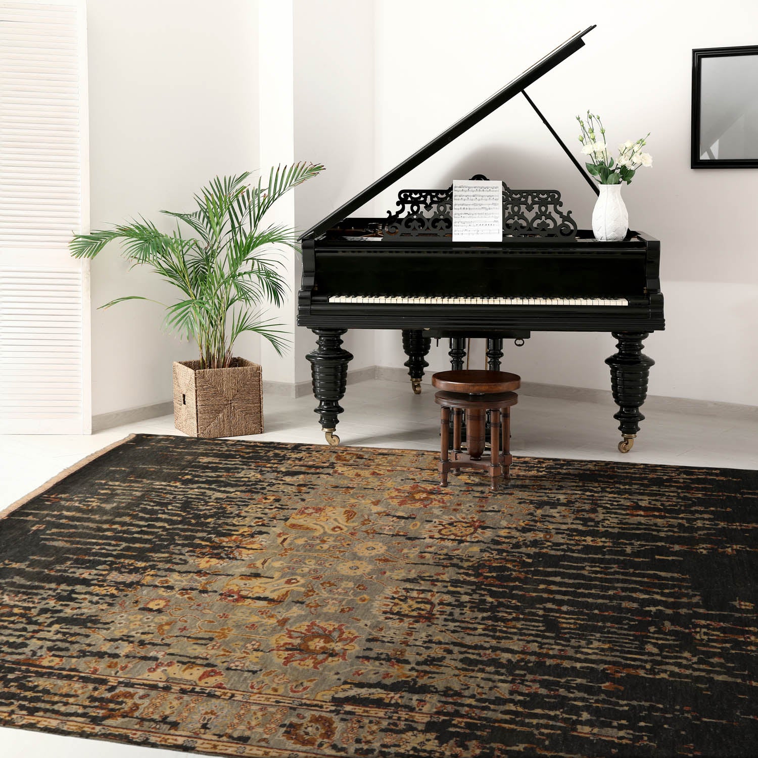 6x9 Green, Beige, Tan Color Hand Knotted Oushak Wool Traditional Oriental Rug