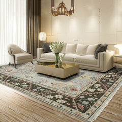 Multi Size Moss Graphite Peach Color Hand Knotted Oushak Wool Traditional Oriental Rug