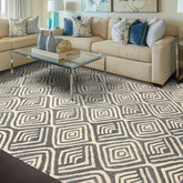 5x8 Gray, Ivory, Color Hand Tufted Geometric Wool Modern Oriental Rug