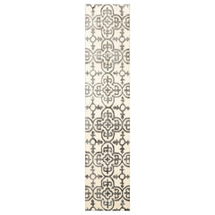 Runner Ivory Charcoal Gray Color Hand Tufted Geometric Wool Transitional Oriental Rug