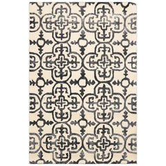 5x8 Ivory Charcoal Gray Color Hand Tufted Geometric Wool Transitional Oriental Rug