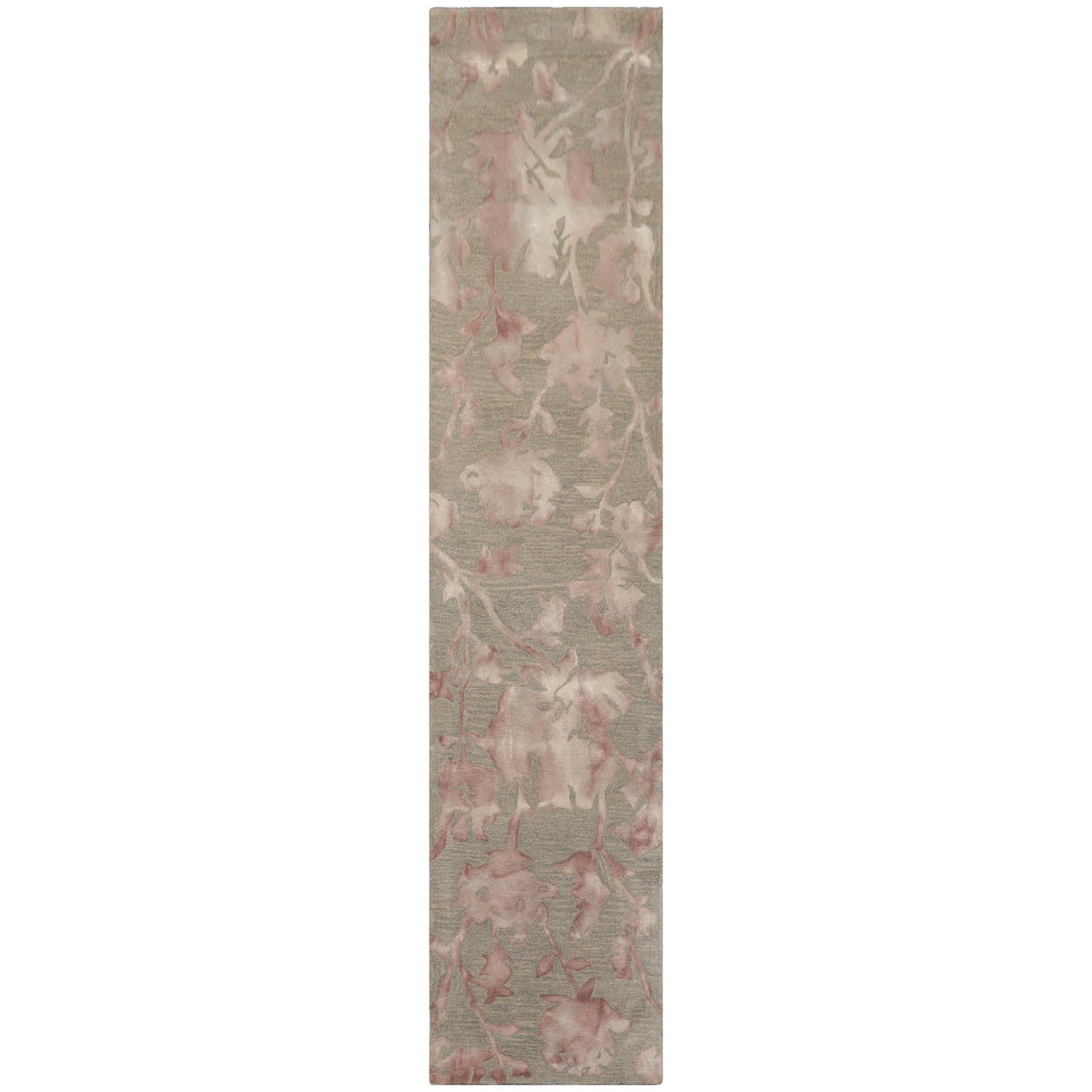Runner Gray Beige Ivory Color Hand Tufted Floral Wool Contemporary Oriental Rug